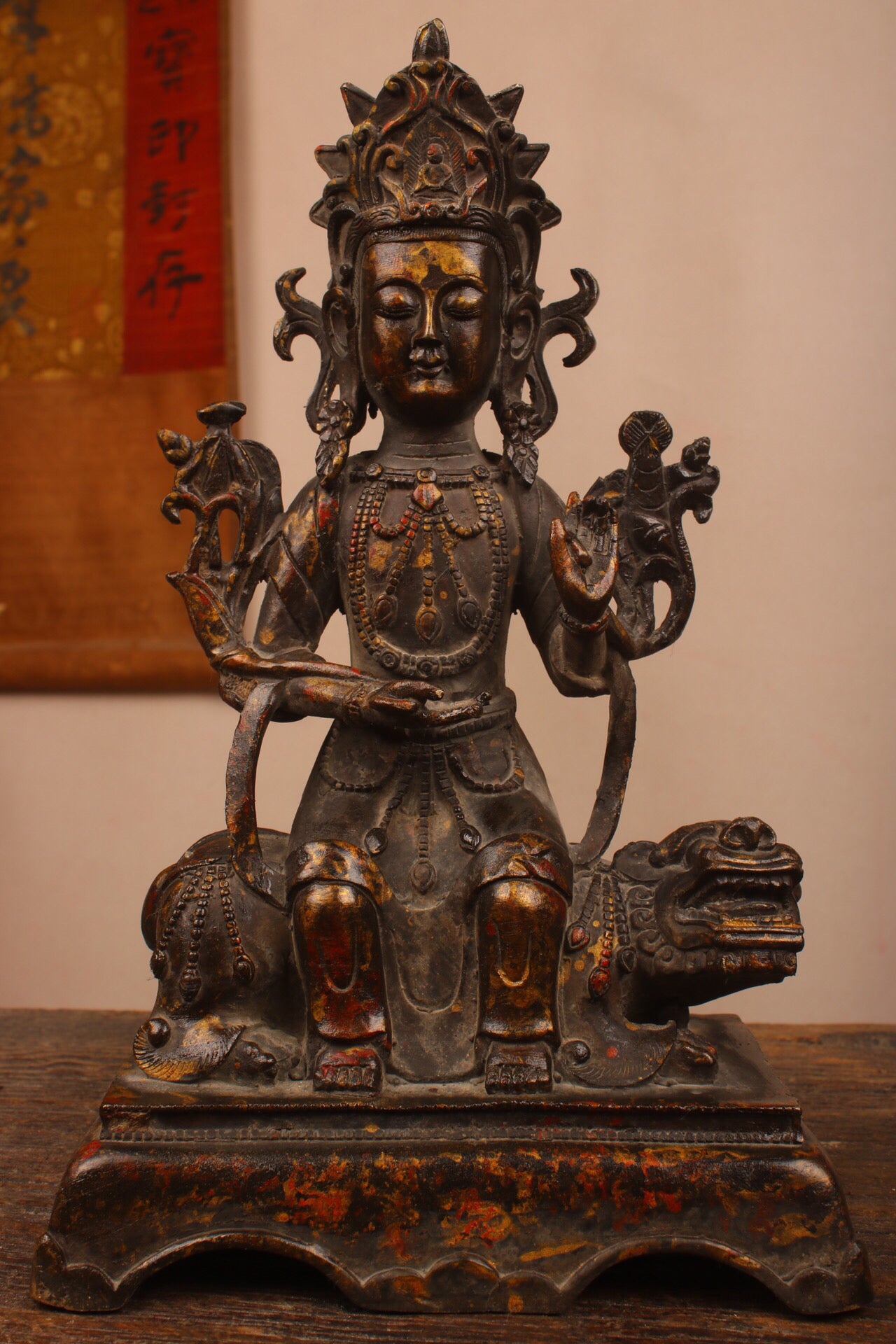 Chinese antique pure copper Guanyin Buddha statue