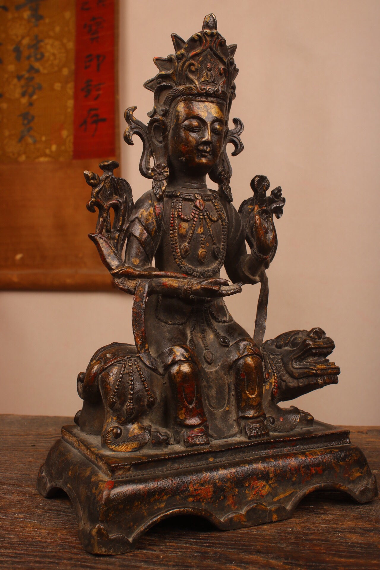 Chinese antique pure copper Guanyin Buddha statue