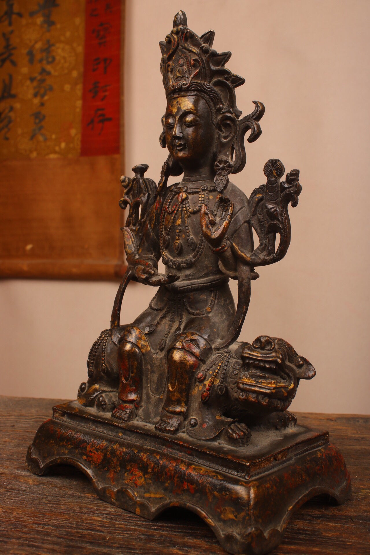 Chinese antique pure copper Guanyin Buddha statue