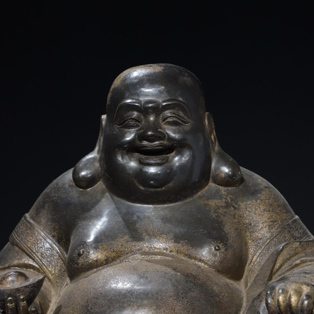 Chinese antique pure copper Maitreya Buddha statue