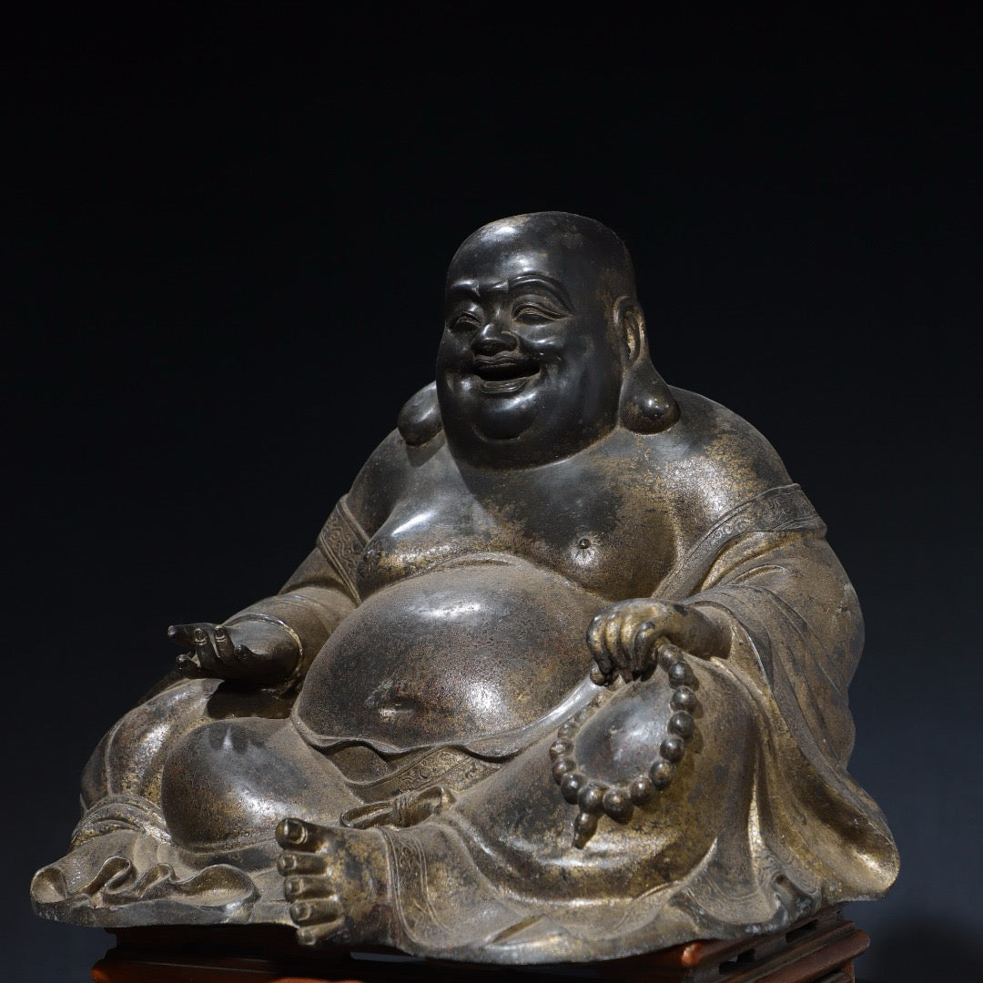 Chinese antique pure copper Maitreya Buddha statue