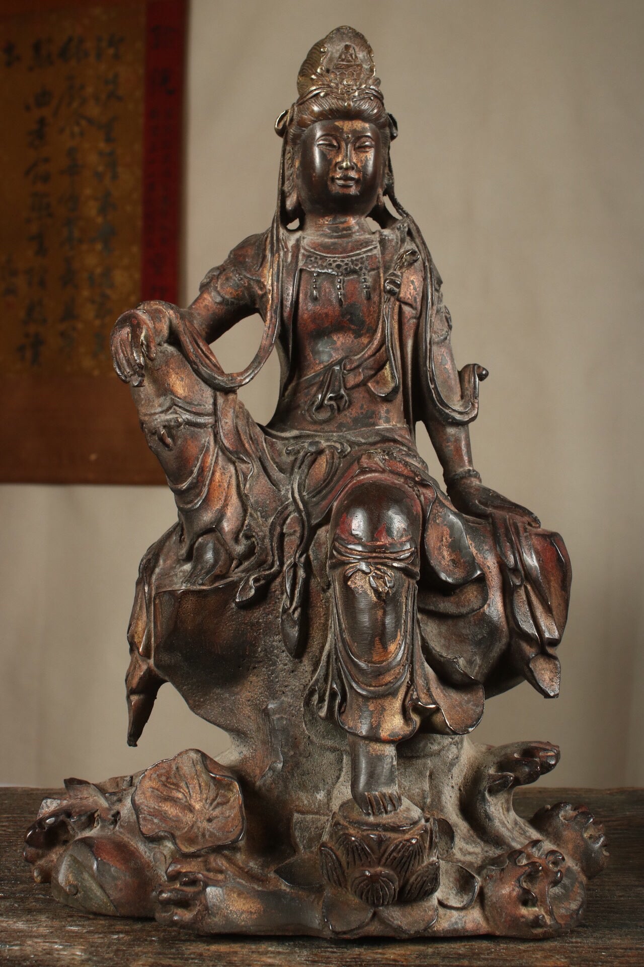 Chinese antique pure copper statue of the free Guanyin Buddha