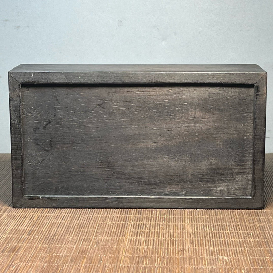 Chinese antique blood sandalwood inlaid with shell carved Buddha statue mechanism box