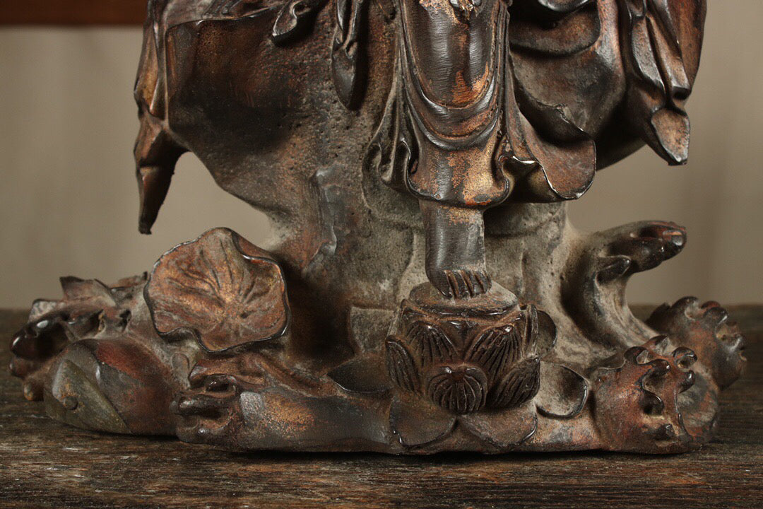 Chinese antique pure copper statue of the free Guanyin Buddha