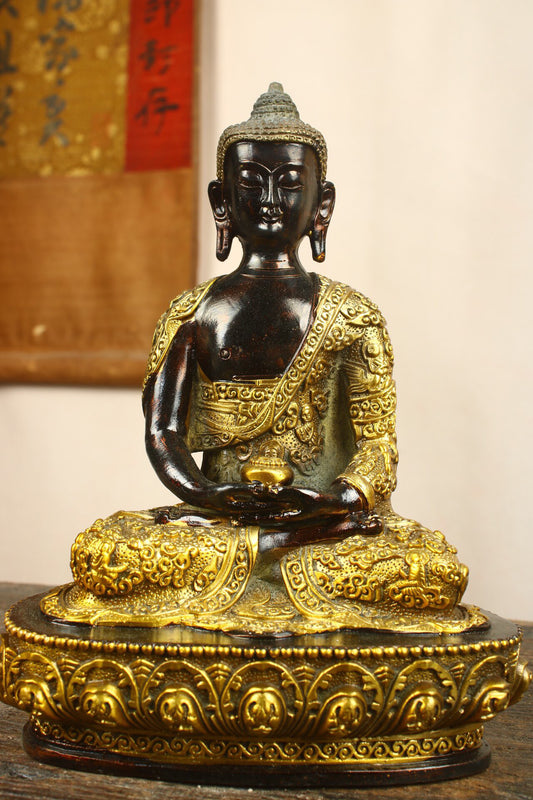 Chinese antique pure copper statue of Amitabha Buddha