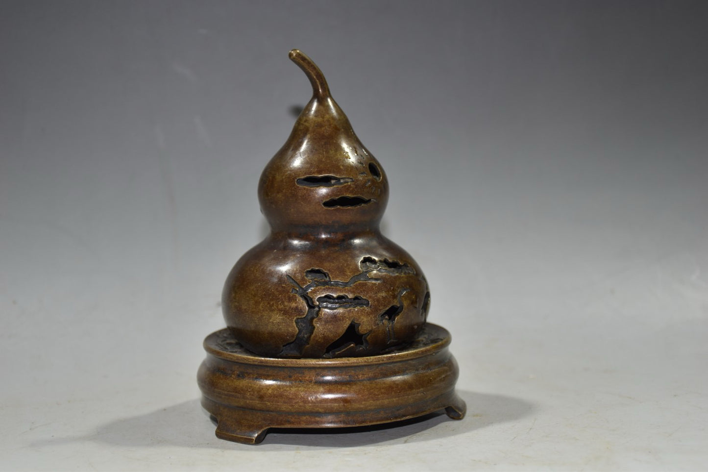 Two piece set of ornaments for pure copper gourd incense burner