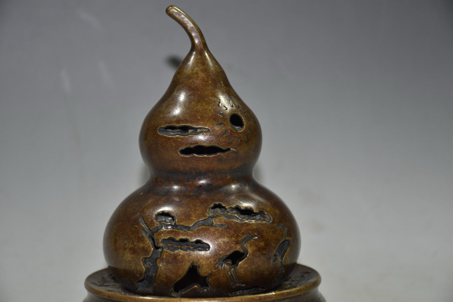 Two piece set of ornaments for pure copper gourd incense burner