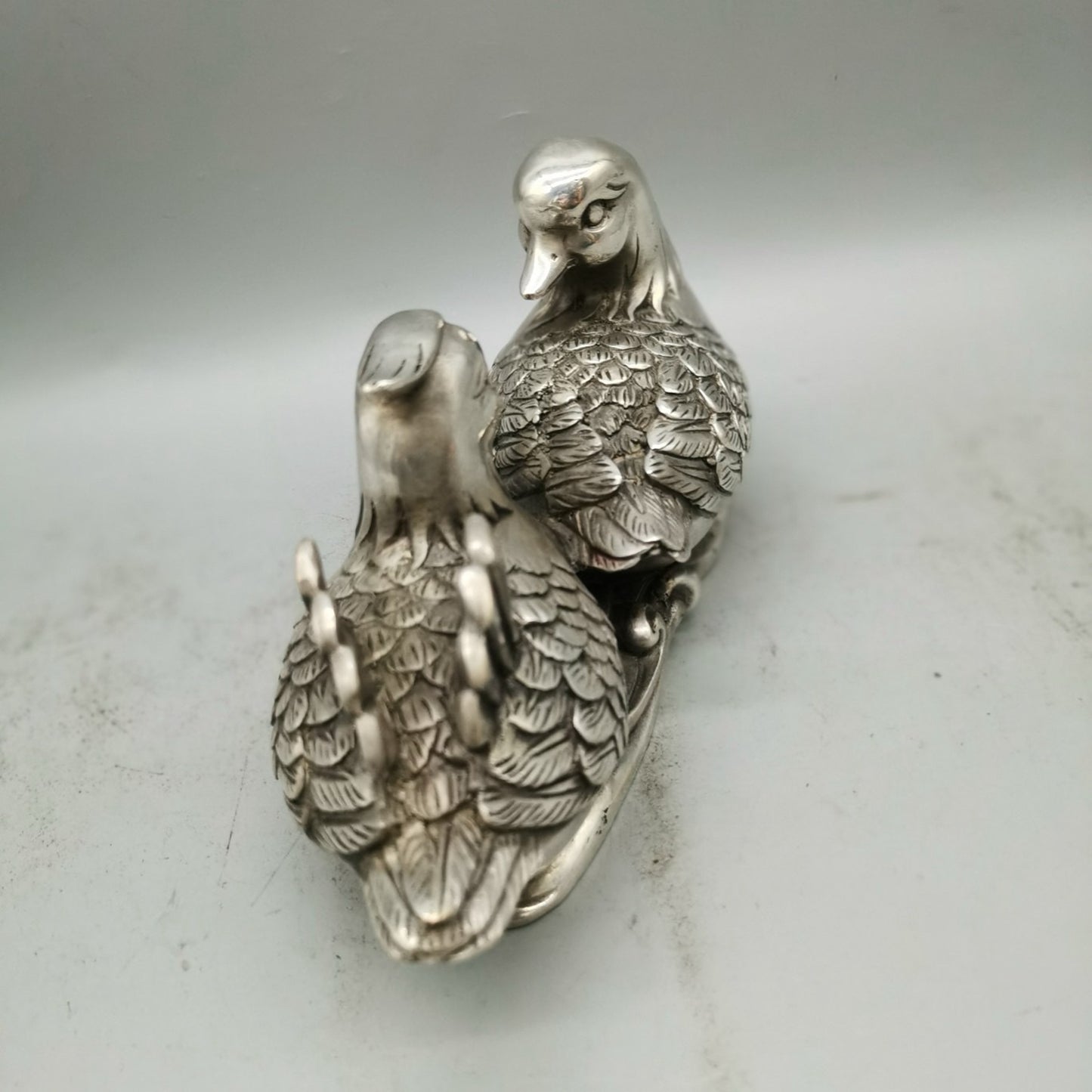 Chinese Antique Pure Copper Centennial Good Harmony Love Mandarin Ducks