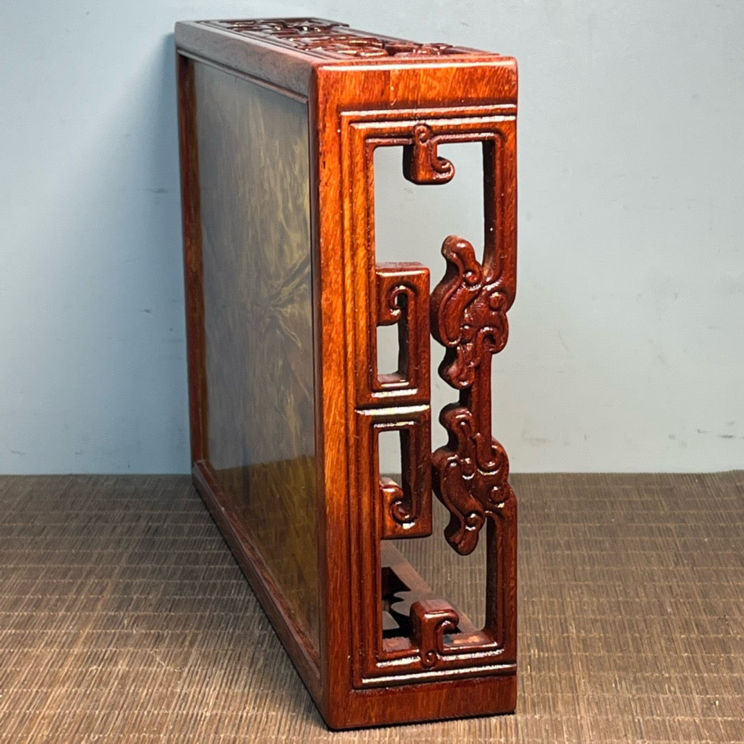 Chinese antique rosewood inlaid with golden camphor panel carved bottom