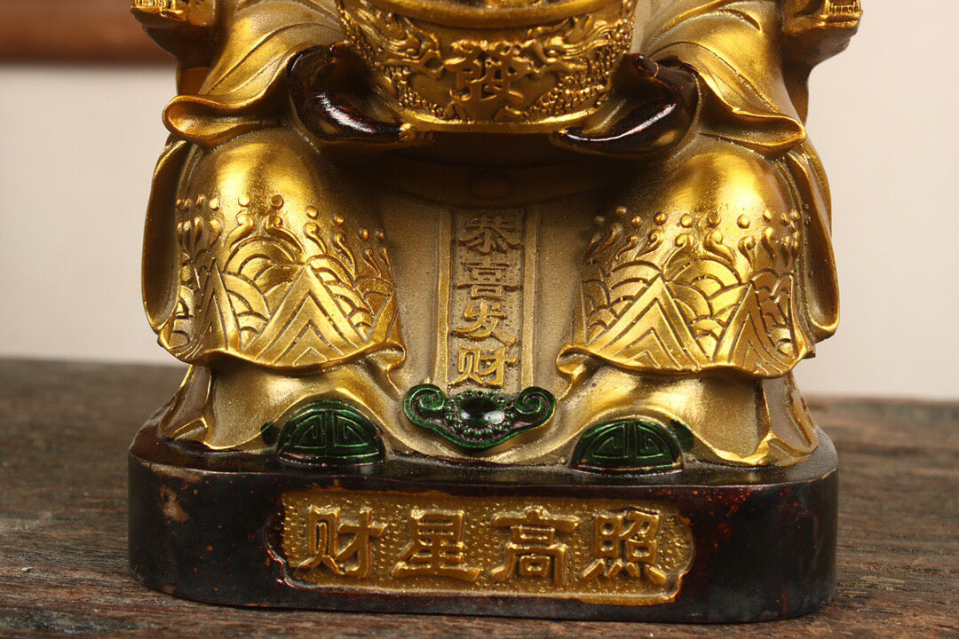 Chinese antique pure copper statue of the God of Wealth Buddha