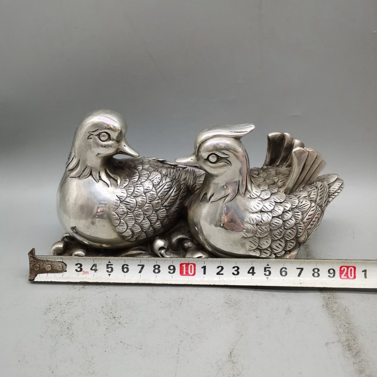 Chinese Antique Pure Copper Centennial Good Harmony Love Mandarin Ducks
