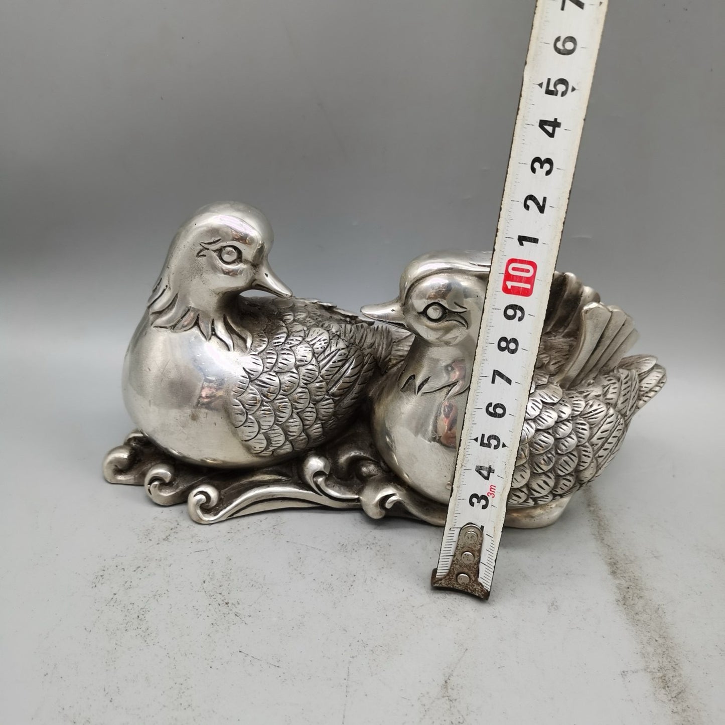 Chinese Antique Pure Copper Centennial Good Harmony Love Mandarin Ducks
