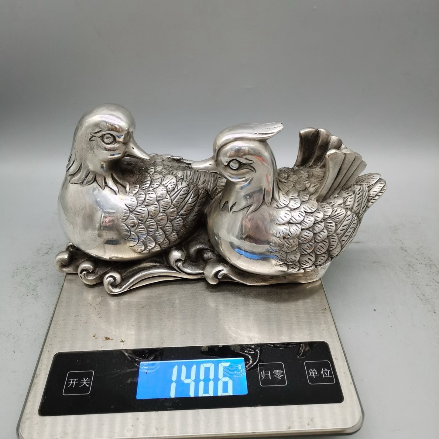 Chinese Antique Pure Copper Centennial Good Harmony Love Mandarin Ducks