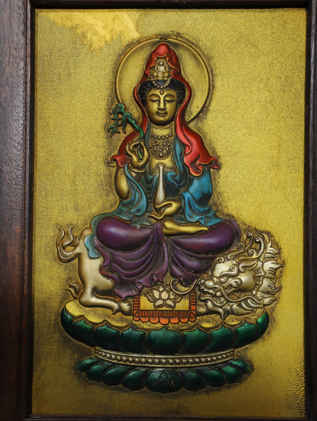 Chinese antique pure copper Guanyin thangka