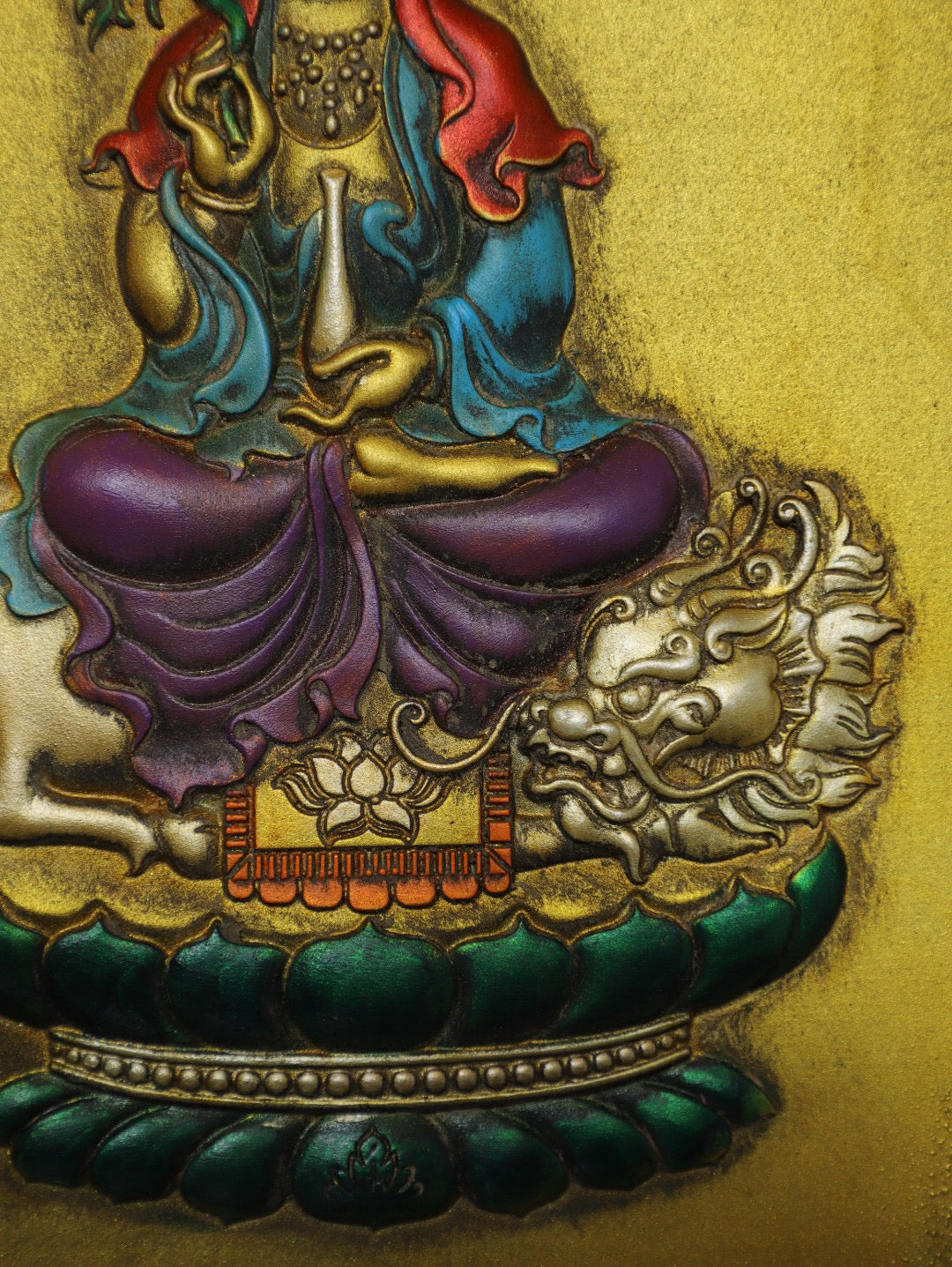 Chinese antique pure copper Guanyin thangka