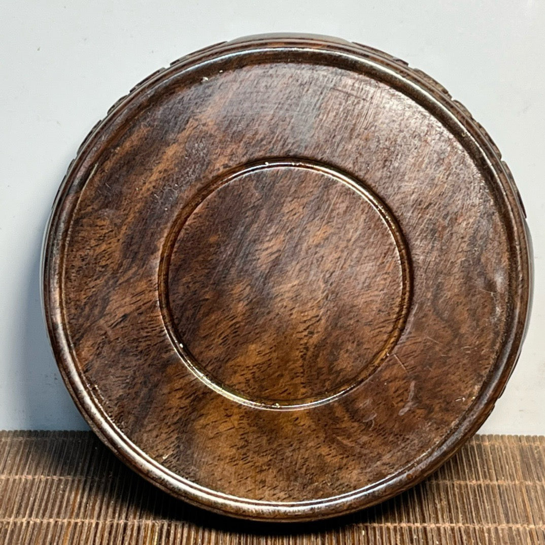 Chinese antique ebony carving set with seven small round seats