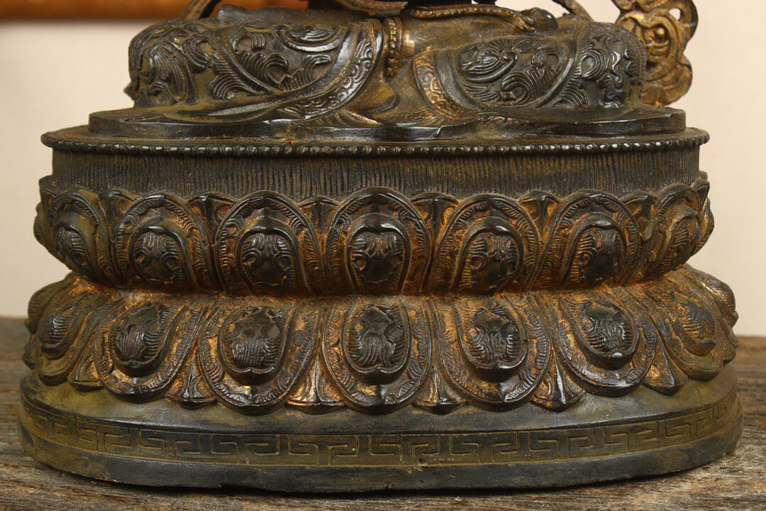 Chinese antique pure copper longevity Buddha statue