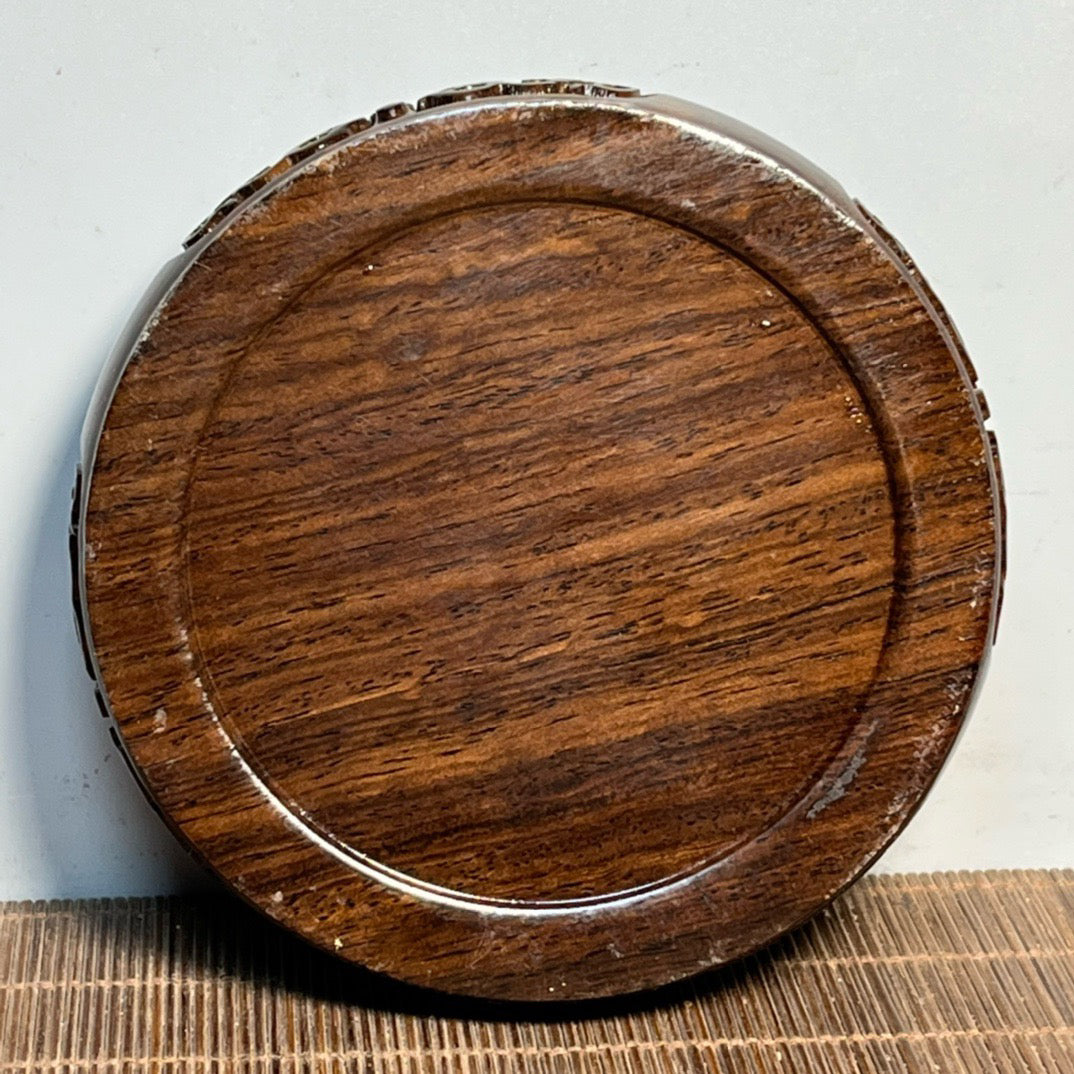 Chinese antique ebony carving set with seven small round seats