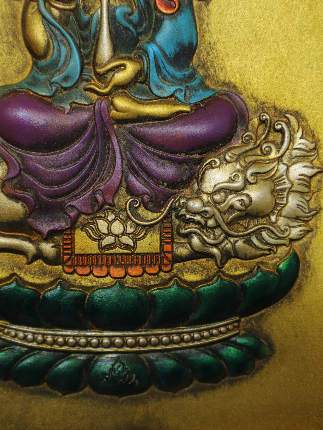 Chinese antique pure copper Guanyin thangka