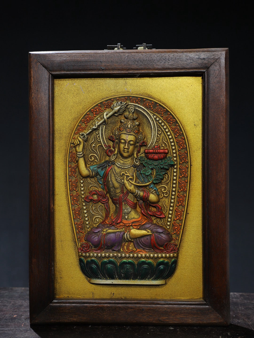 Chinese antique pure copper Manjushri Bodhisattva thangka