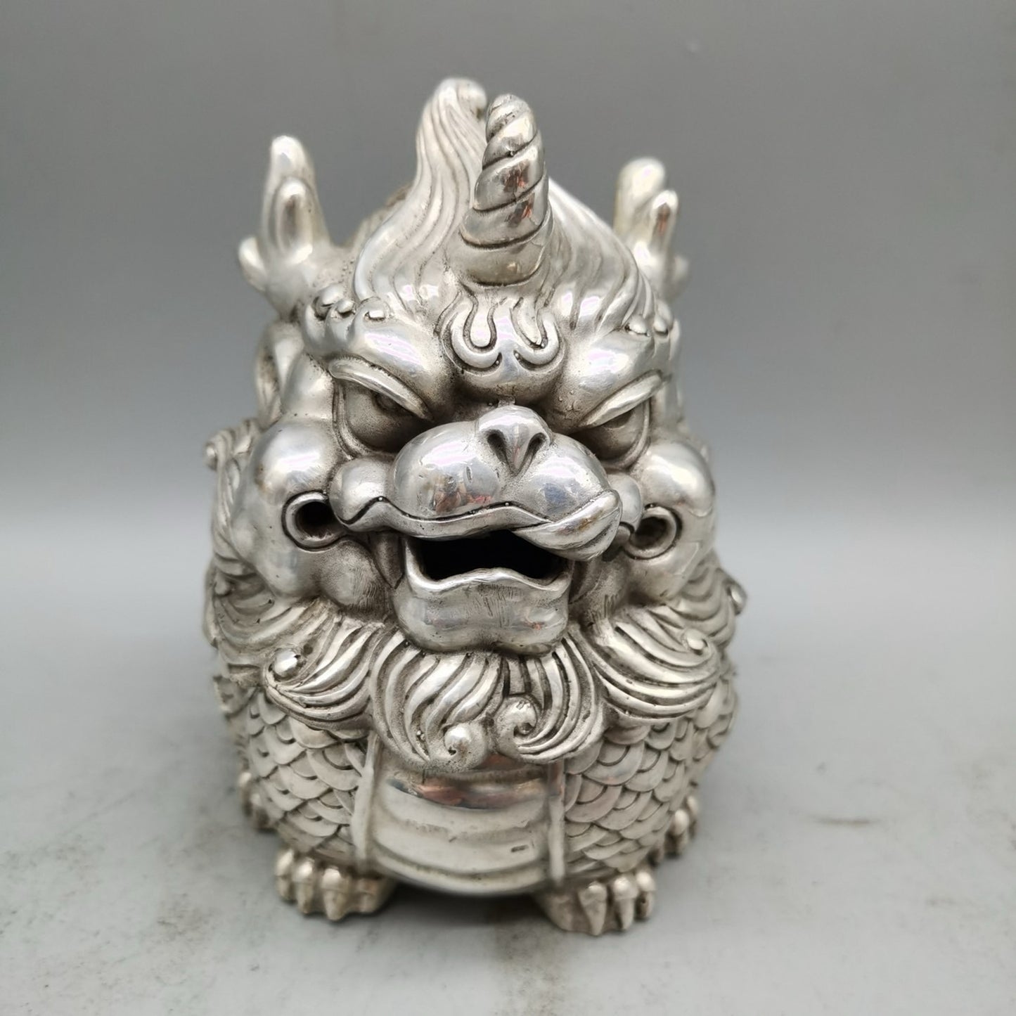 Chinese antique pure copper lion furnace ornaments