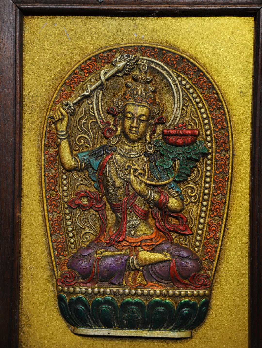 Chinese antique pure copper Manjushri Bodhisattva thangka