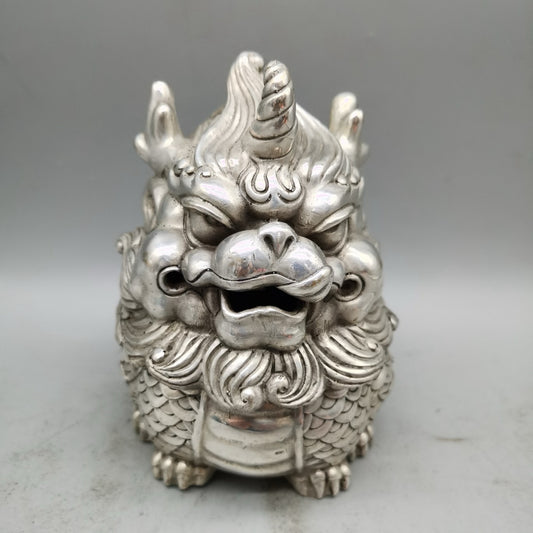 Chinese antique pure copper lion furnace ornaments