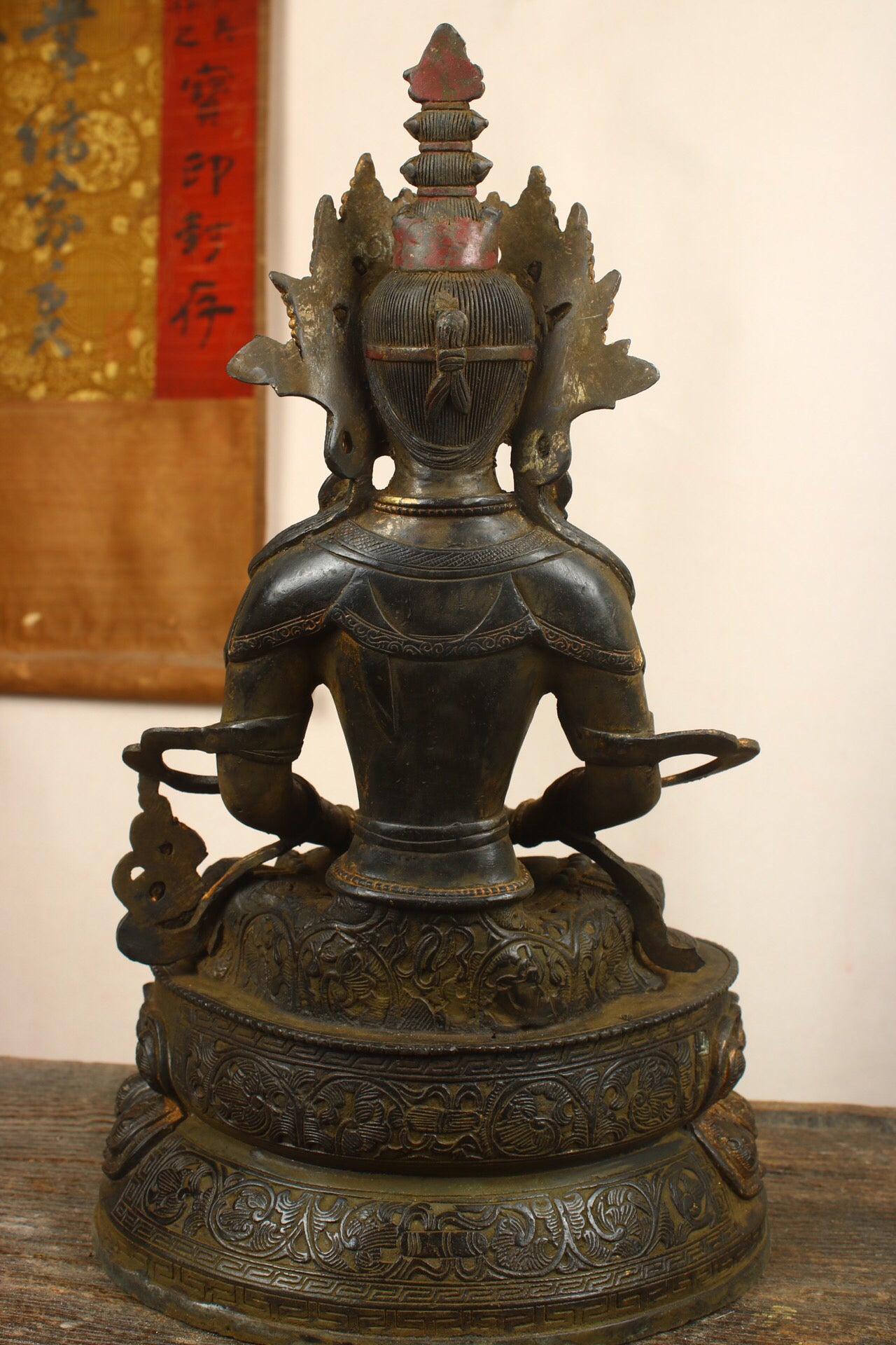 Chinese antique pure copper longevity Buddha statue