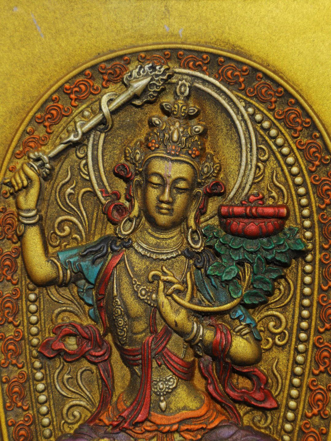 Chinese antique pure copper Manjushri Bodhisattva thangka