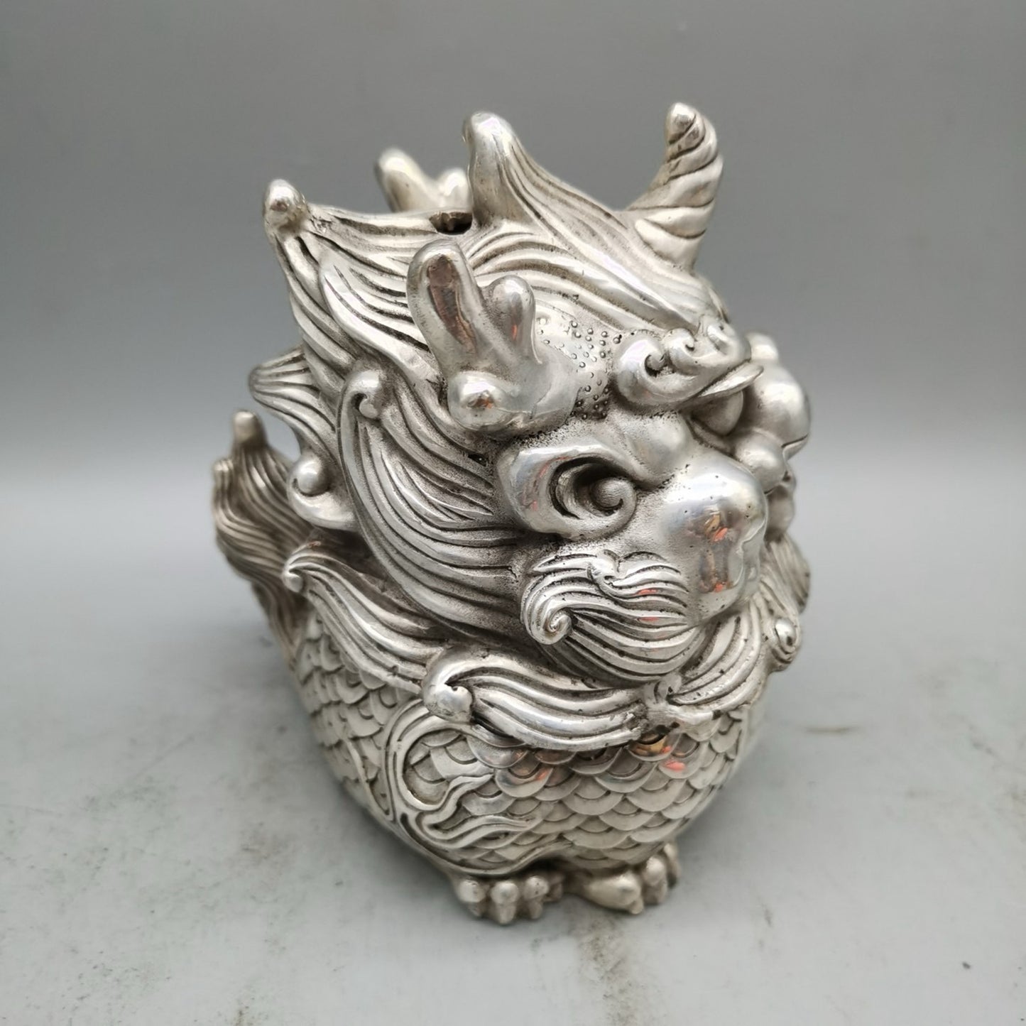 Chinese antique pure copper lion furnace ornaments