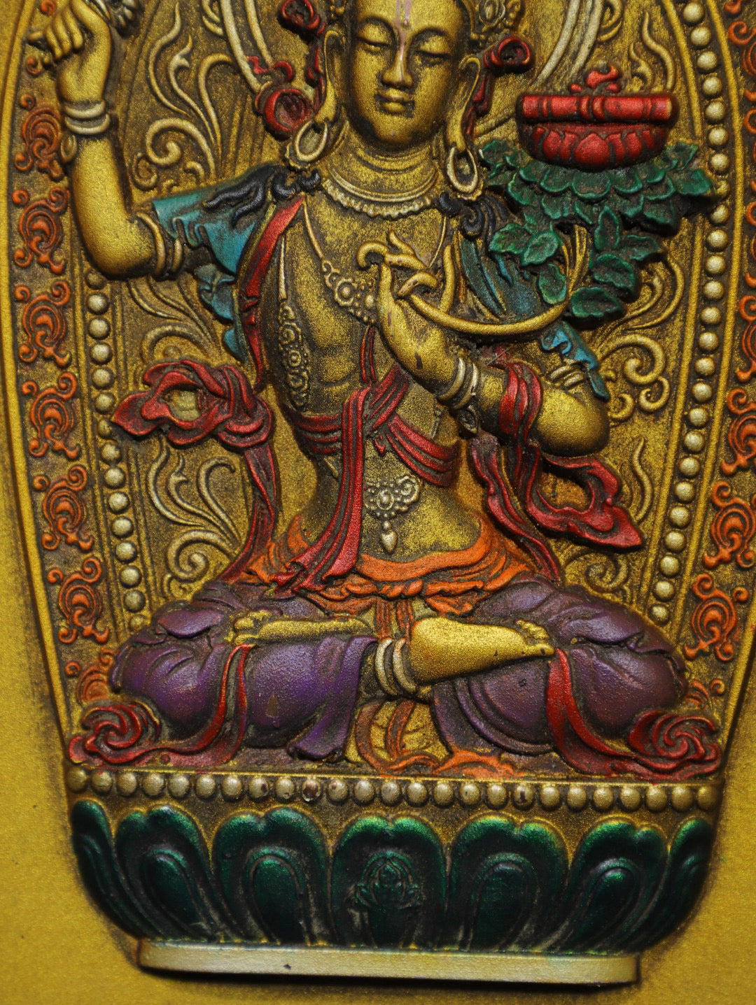 Chinese antique pure copper Manjushri Bodhisattva thangka