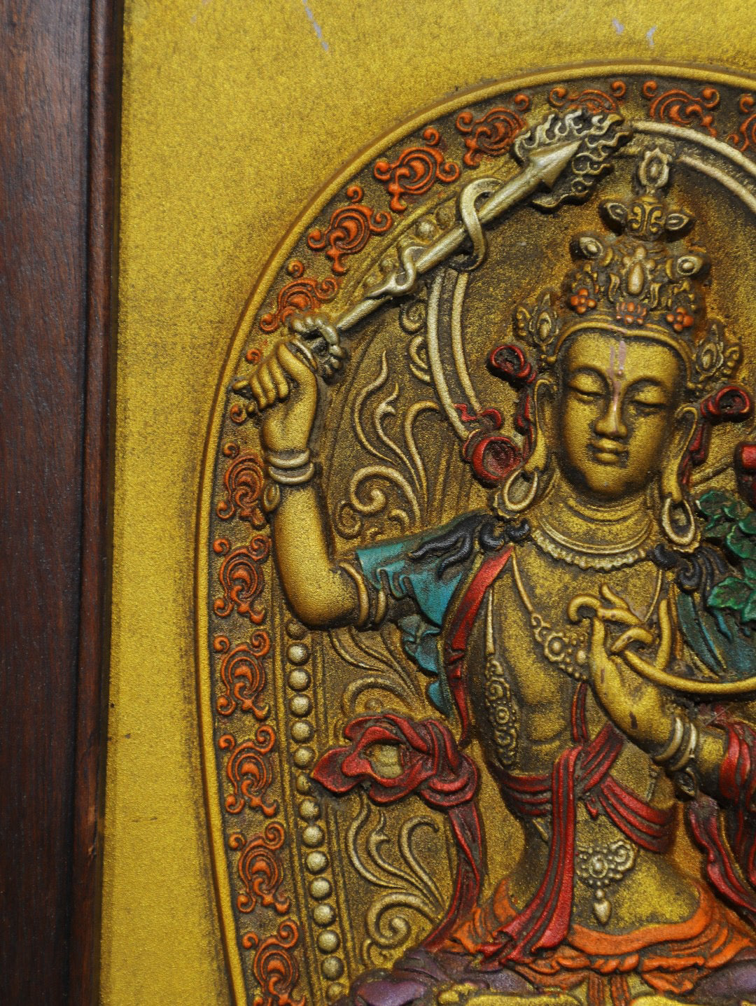 Chinese antique pure copper Manjushri Bodhisattva thangka