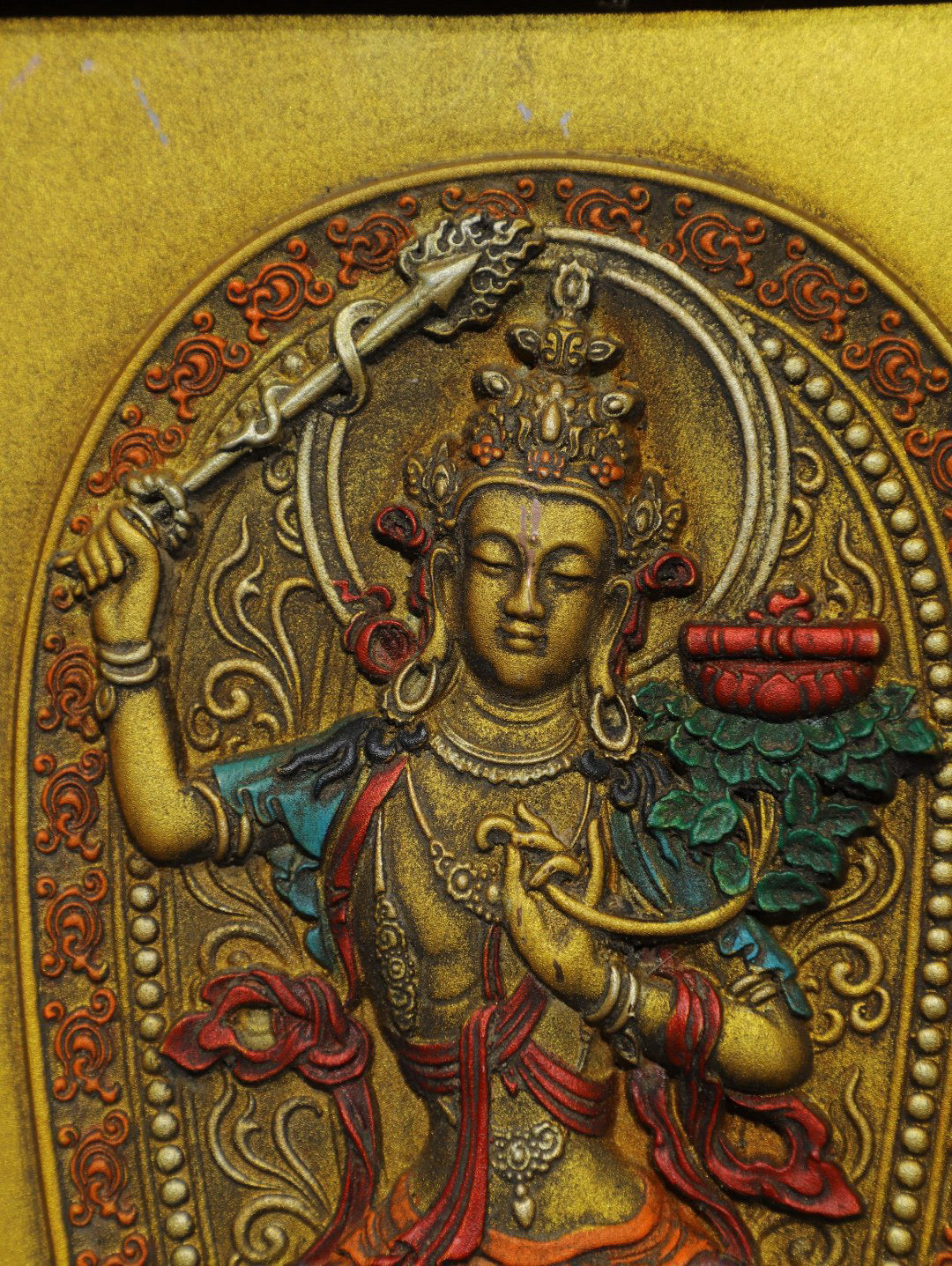 Chinese antique pure copper Manjushri Bodhisattva thangka