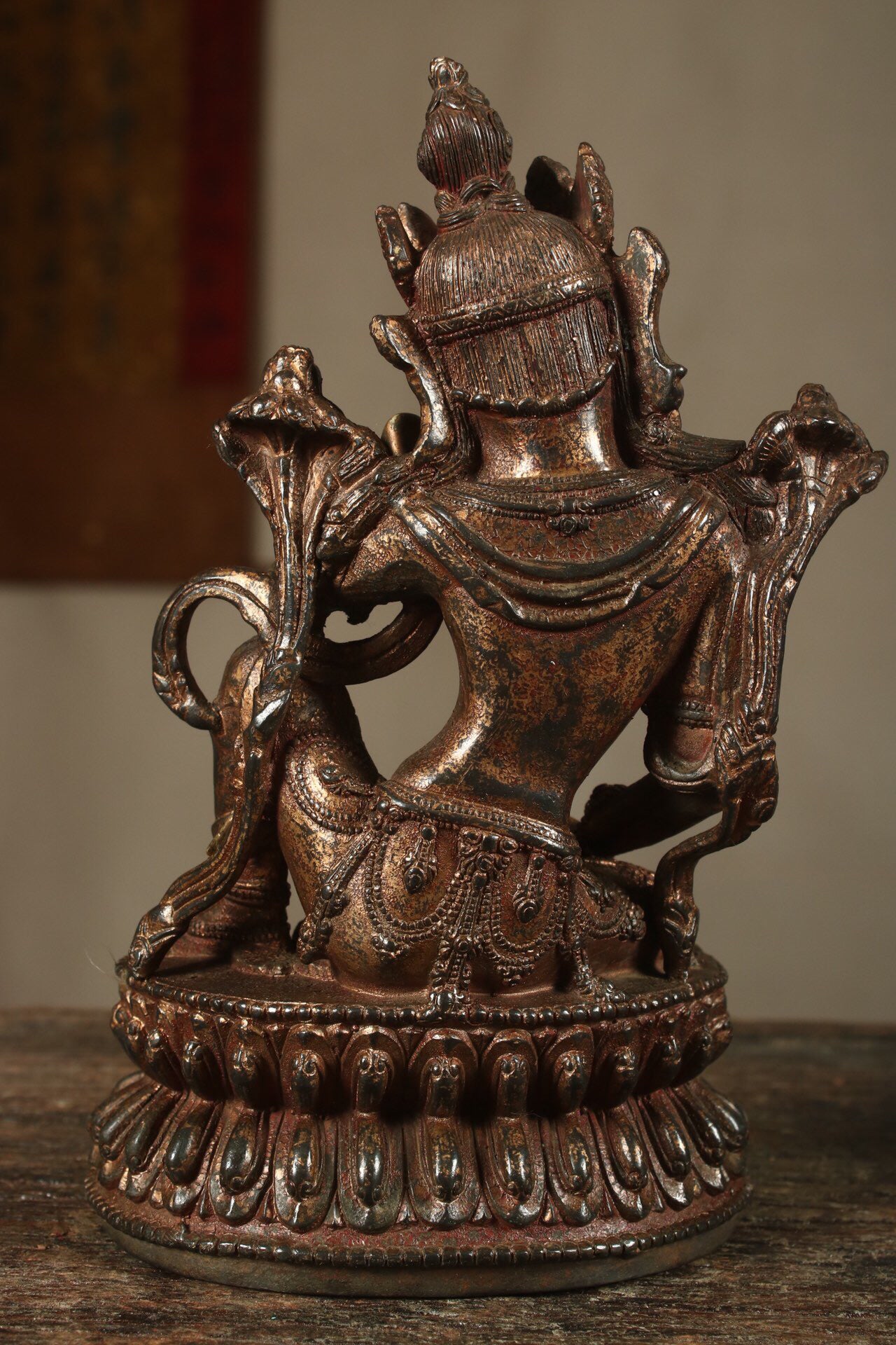 Chinese antique pure copper statue of Bodhisattva with thoughts