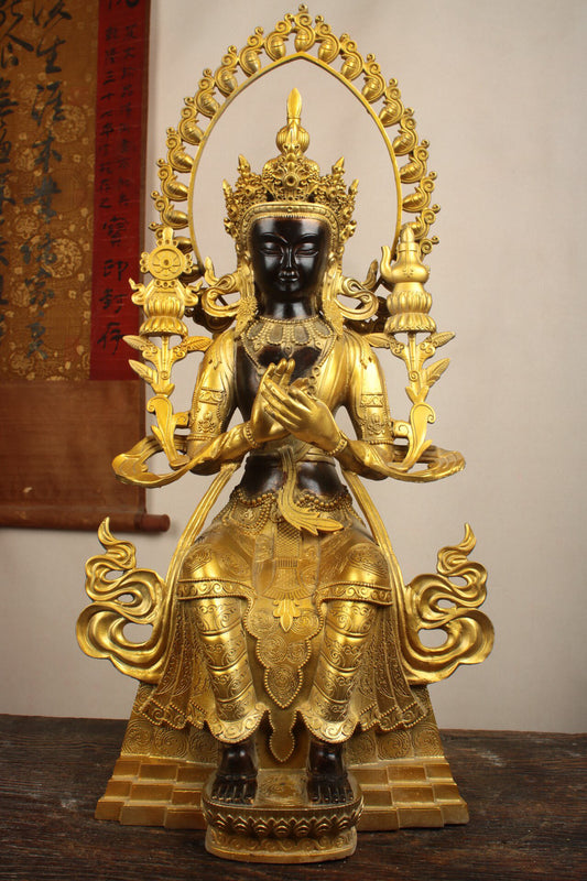 Chinese antique pure copper statue of Maitreya Bodhisattva