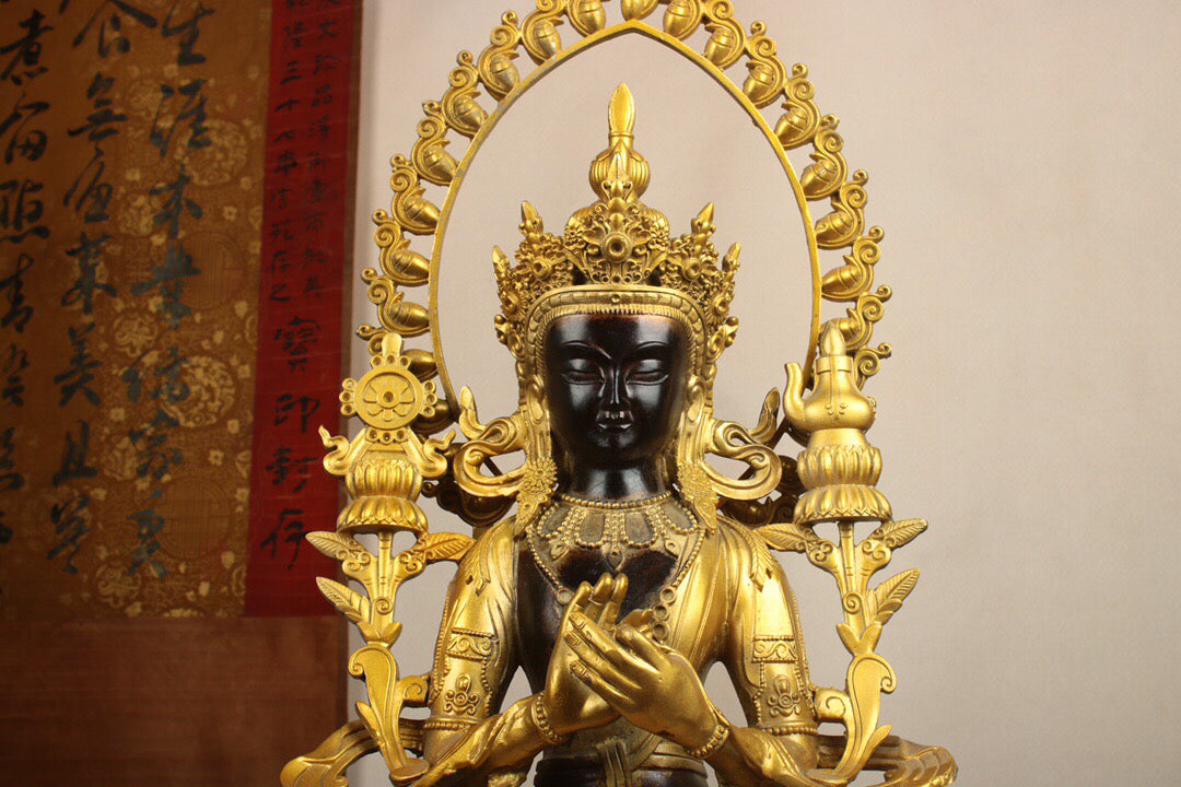 Chinese antique pure copper statue of Maitreya Bodhisattva