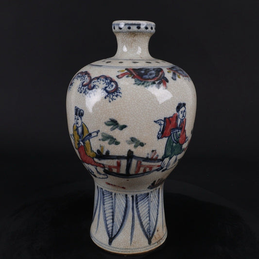 Colorful character story pattern plum vase