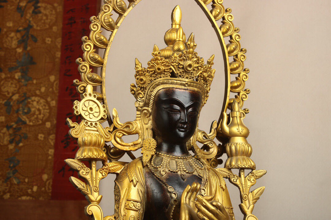 Chinese antique pure copper statue of Maitreya Bodhisattva