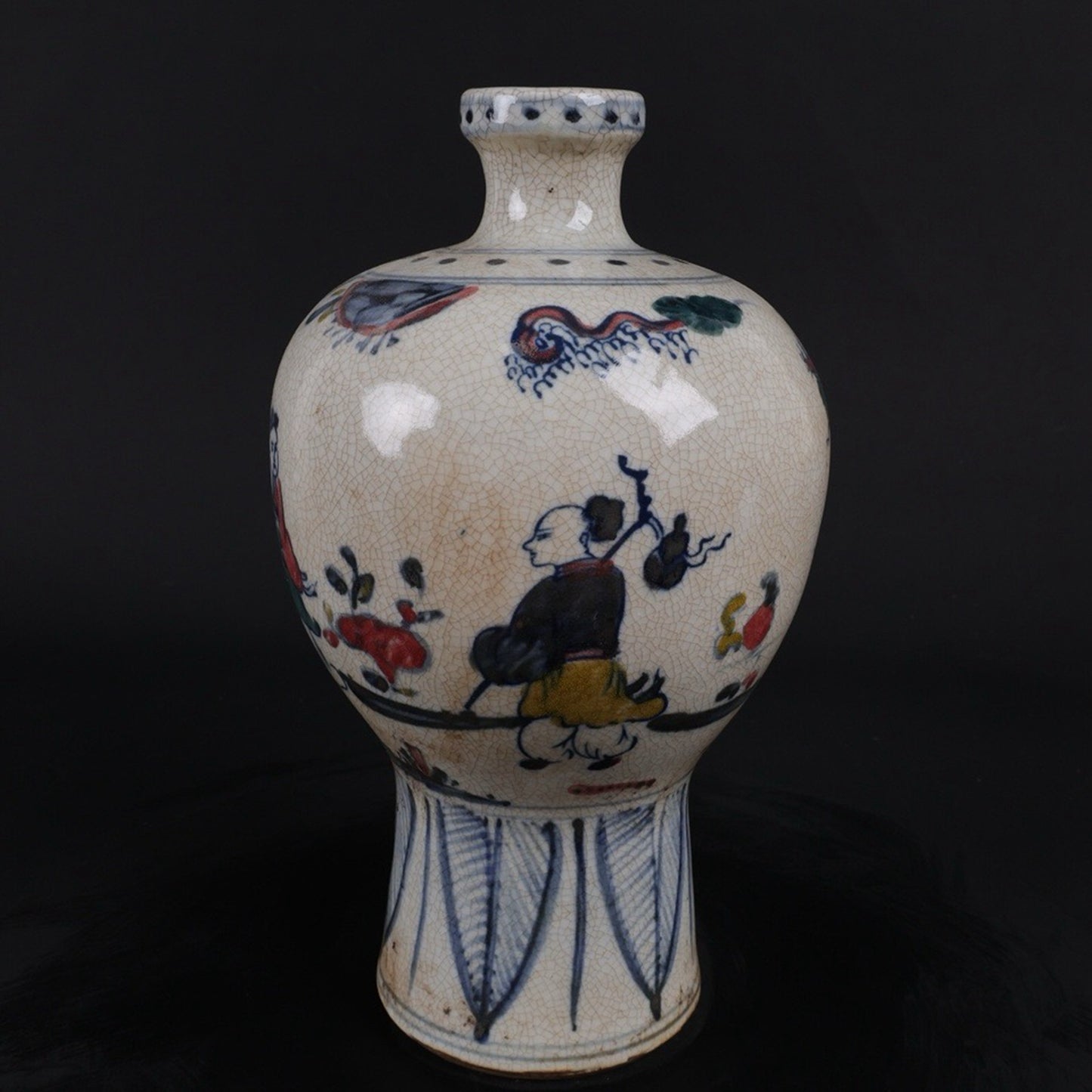 Colorful character story pattern plum vase
