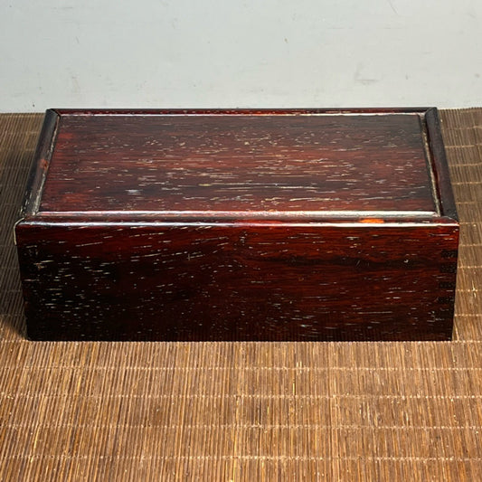 Chinese antique blood sandalwood carved smooth pull-out box