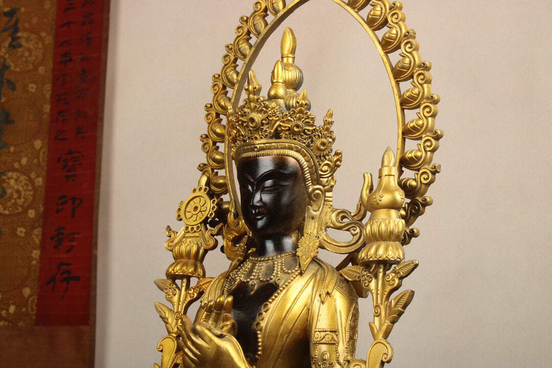 Chinese antique pure copper statue of Maitreya Bodhisattva