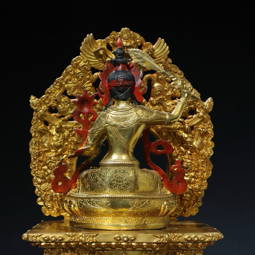 Chinese antique pure copper statue of Manjushri Bodhisattva