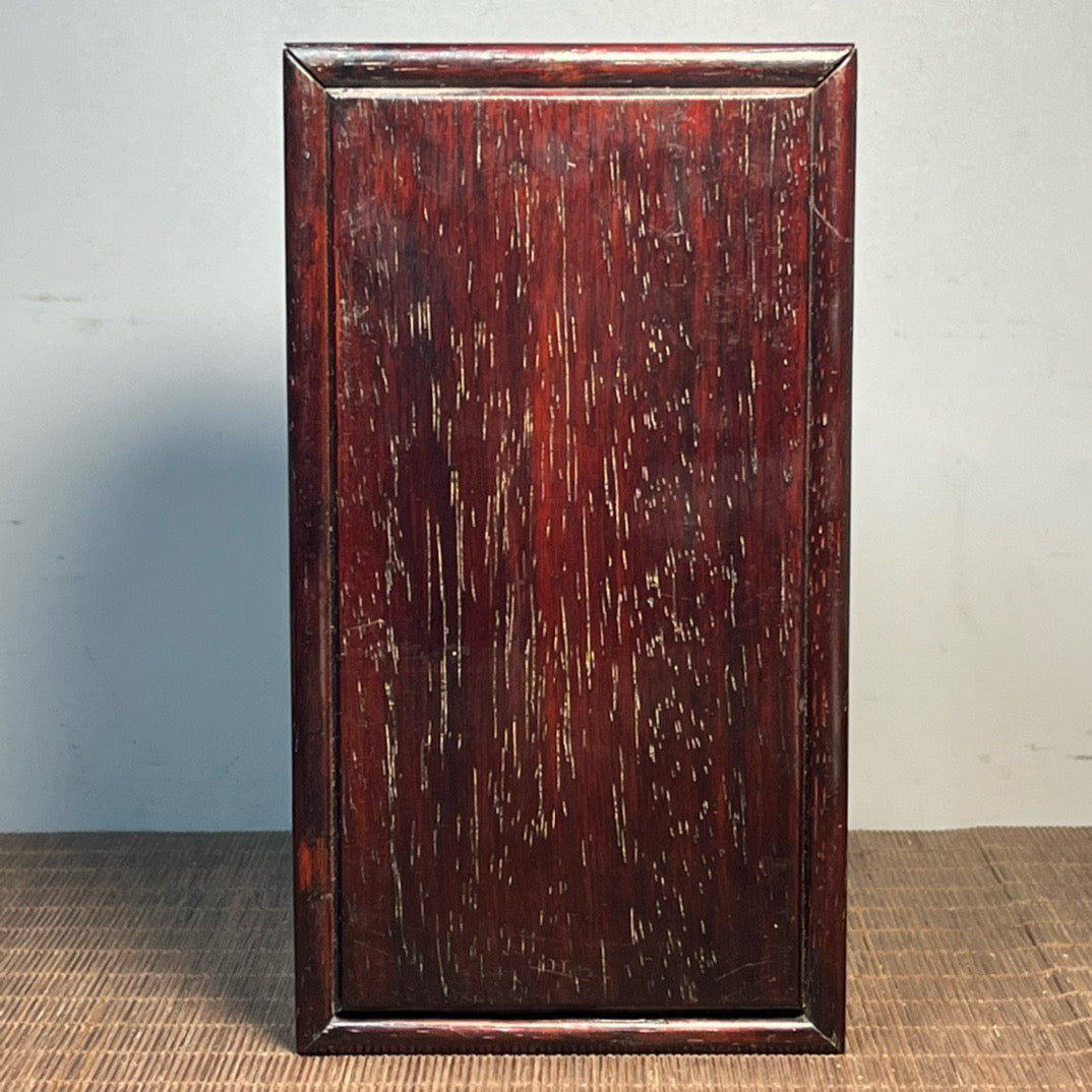 Chinese antique blood sandalwood carved smooth pull-out box