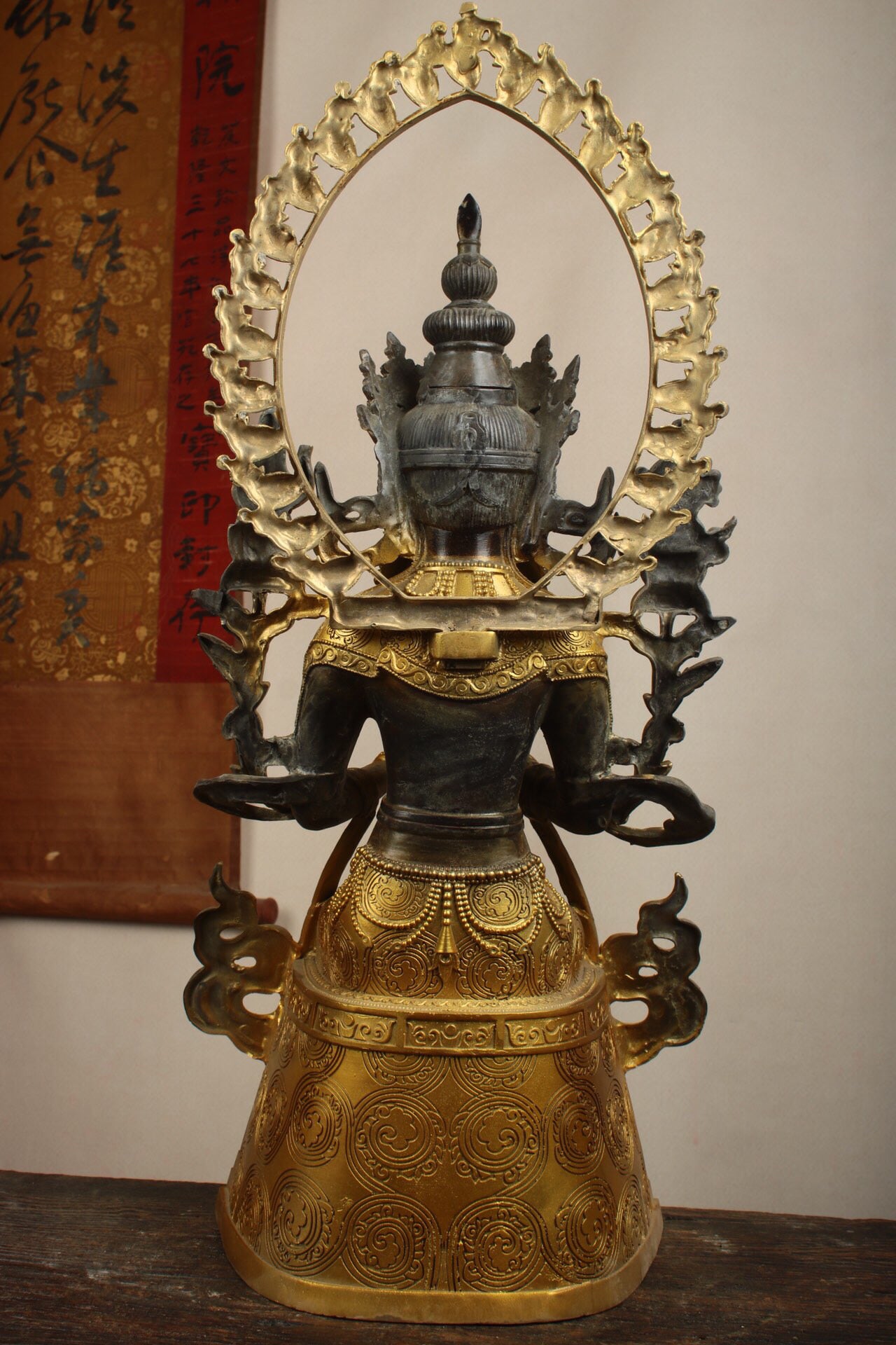 Chinese antique pure copper statue of Maitreya Bodhisattva