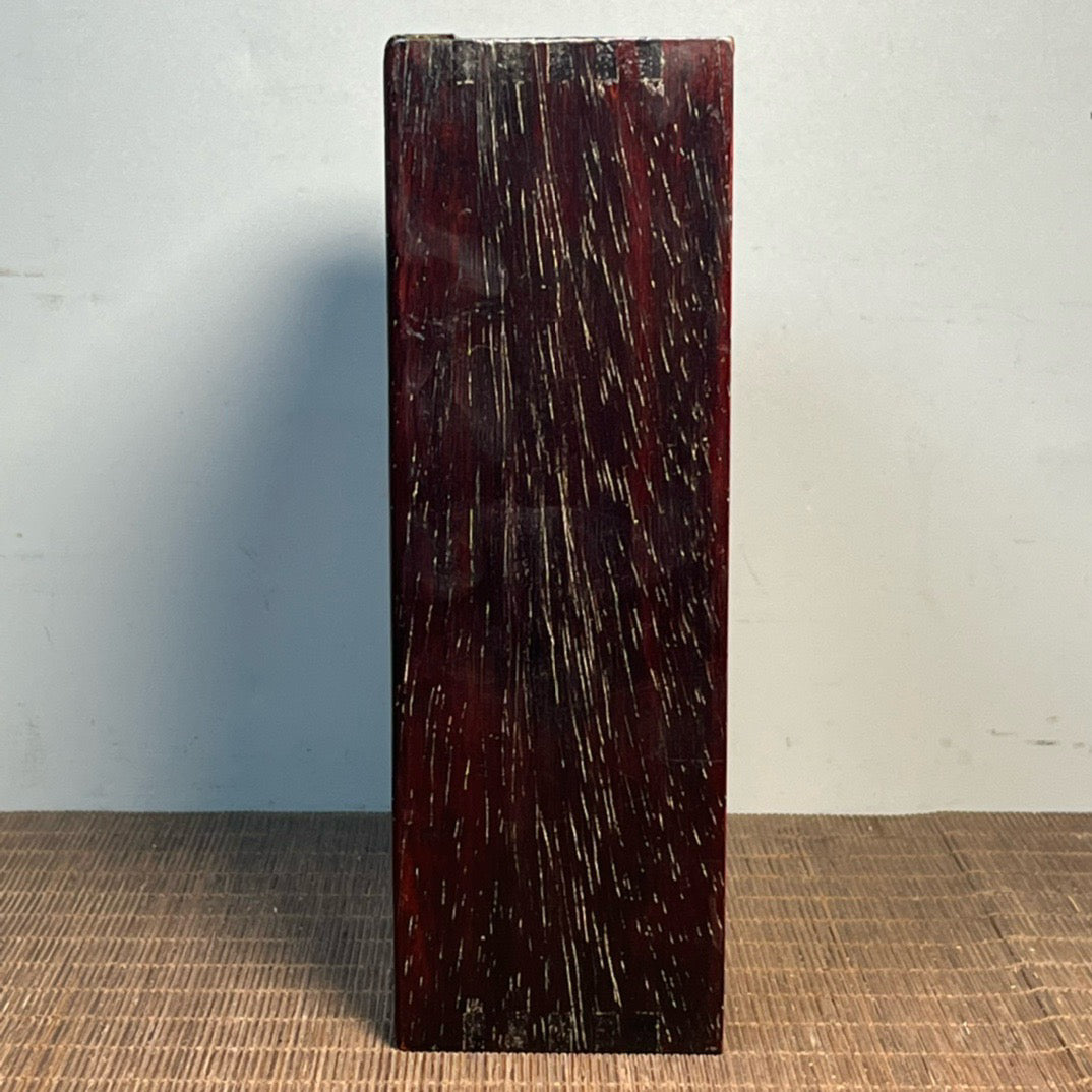 Chinese antique blood sandalwood carved smooth pull-out box