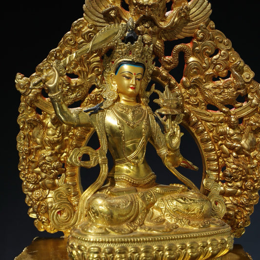 Chinese antique pure copper statue of Manjushri Bodhisattva