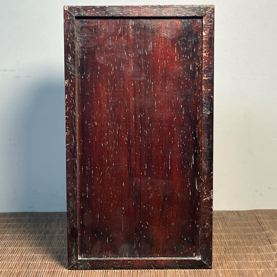 Chinese antique blood sandalwood carved smooth pull-out box