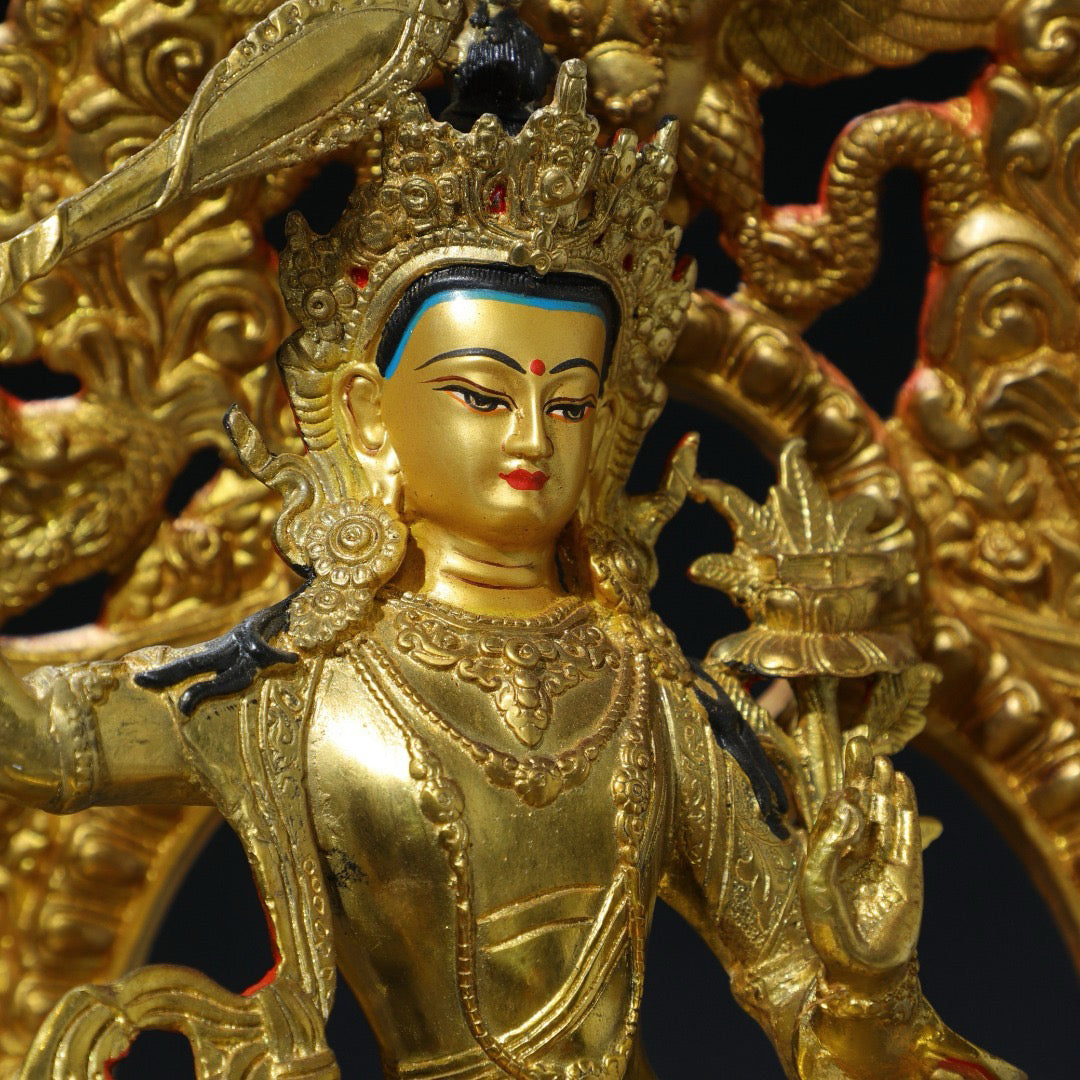 Chinese antique pure copper statue of Manjushri Bodhisattva