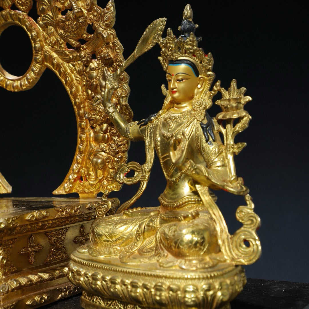 Chinese antique pure copper statue of Manjushri Bodhisattva