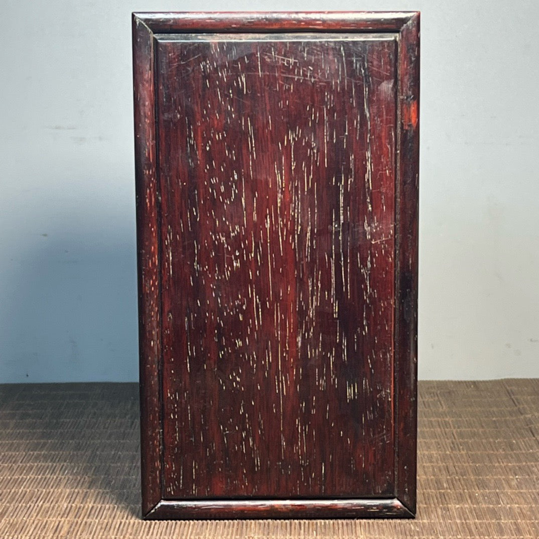 Chinese antique blood sandalwood carved smooth pull-out box